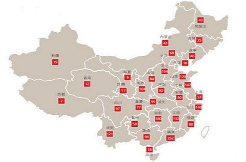 全國VR消防安全體驗(yàn)館分布（部分）